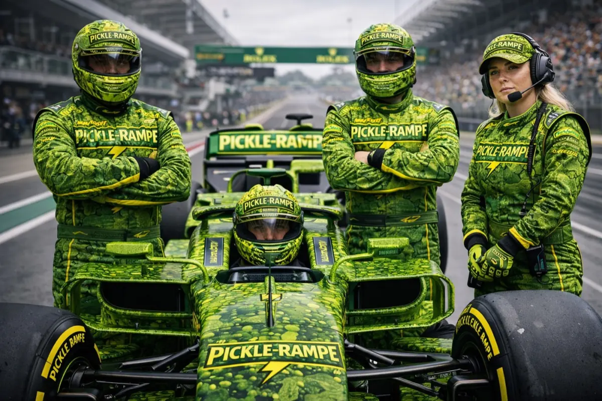 The Pickle-Rampe racing team and its car on the grid
